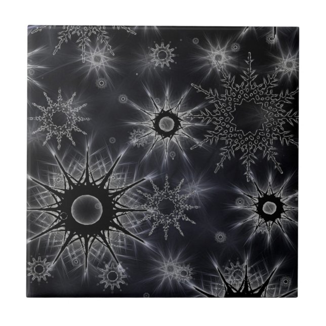Ice Crystal Pattern on Black Fliese (Vorderseite)