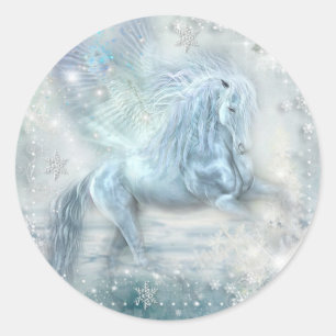 Ice Fantasy Pegasus Runder Aufkleber