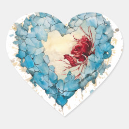 Ice Heart and Rose, personalisiert Herz-Aufkleber