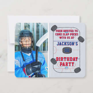 Ice Hockey Birthday Party Foto Einladung