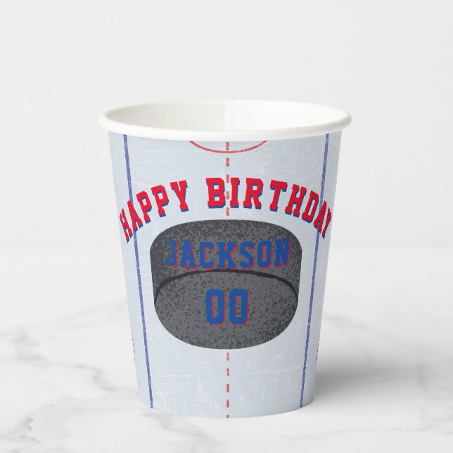 Ice Hockey Birthday Party Pappbecher (Links)