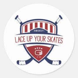 Ice Hockey Blue Red Skaten Runder Aufkleber