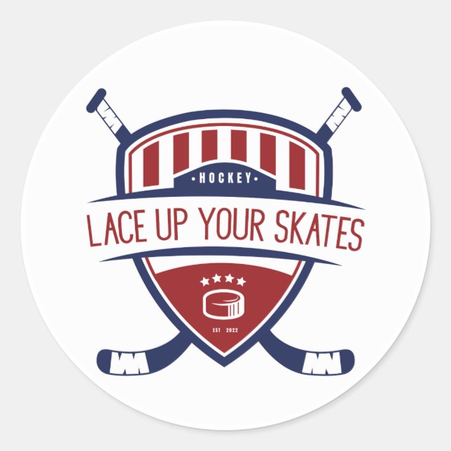 Ice Hockey Blue Red Skaten Runder Aufkleber (Vorderseite)