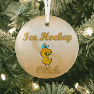 Ice Hockey Chick Ornament Aus Glas