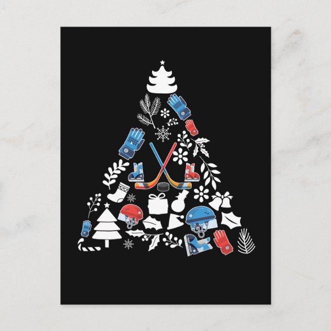 Ice Hockey Christmas Tree Postkarte (Vorderseite)