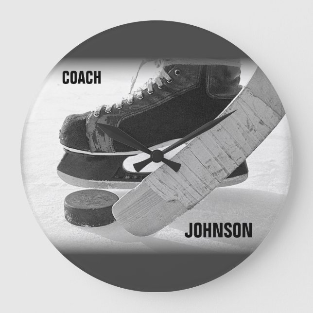 Ice Hockey Coach Vielen Dank Große Wanduhr (Vorderseite)