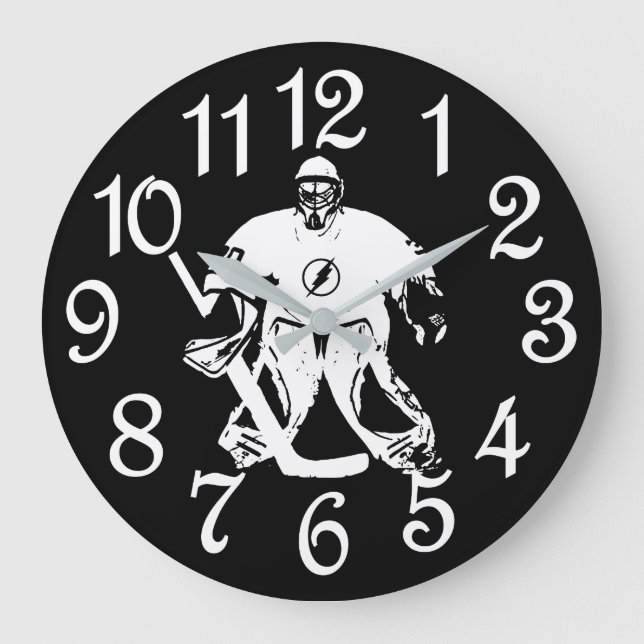 Ice Hockey Goalie Clock - Gift for Hockey Players Große Wanduhr (Vorderseite)