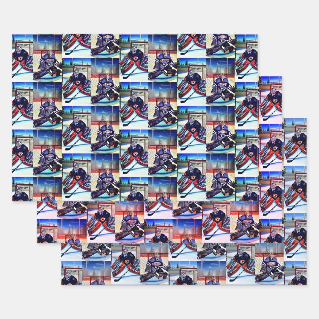 Ice Hockey Goalie Thema Geschenkpapier Set (Set)