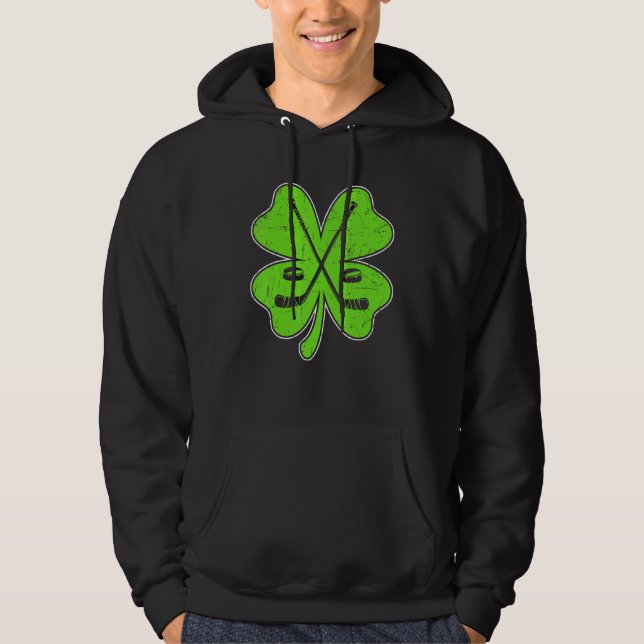 Ice Hockey Irish Lucky Shamrock Clovers St Patrick Hoodie (Vorderseite)