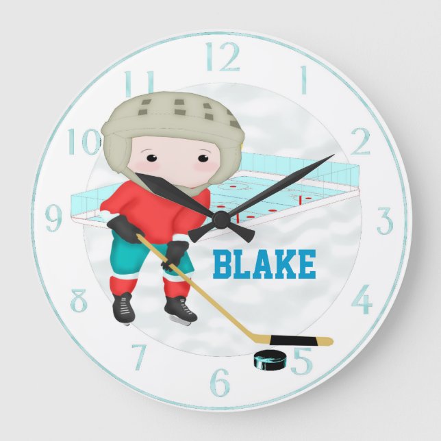 Ice Hockey Personalized Wall Clock Große Wanduhr (Vorderseite)