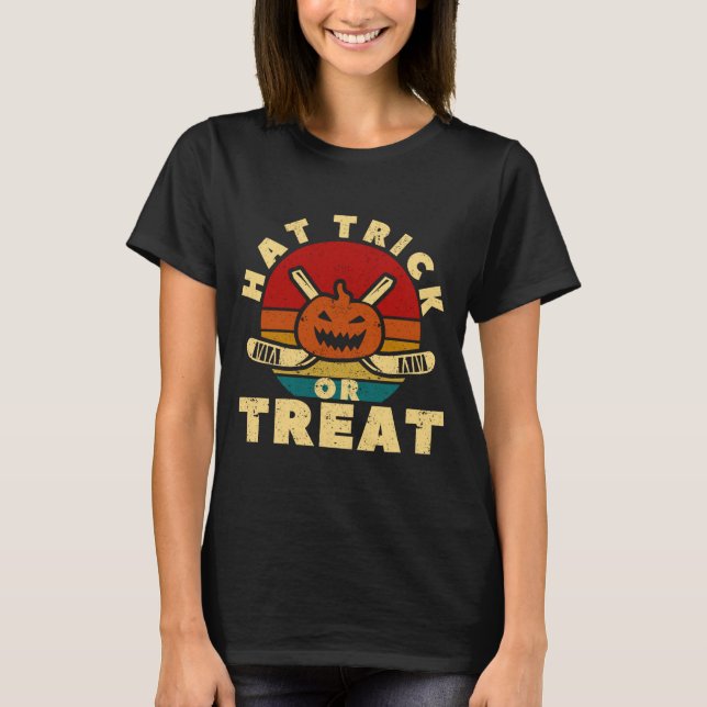 Ice Hockey Player Coach Halloween Pumpkin Hat Tric T-Shirt (Vorderseite)