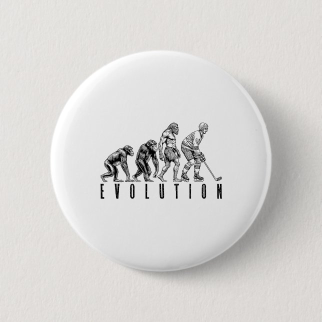 Ice Hockey Player Evolution Funny Man Ape Caveman  Button (Vorderseite)