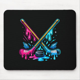 Ice Hockey Player Ice Cream Drip Youth Boys And Gi Mousepad