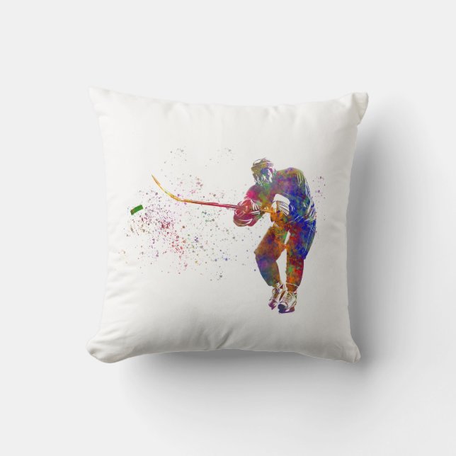 Ice hockey player in watercolor kissen (Vorderseite)