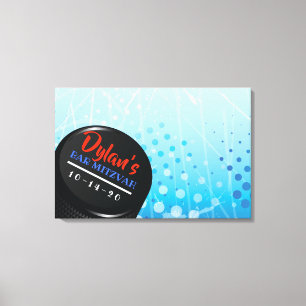 ICE HOCKEY PUCK Bar Mitzvah Sign in Memory Board Leinwanddruck