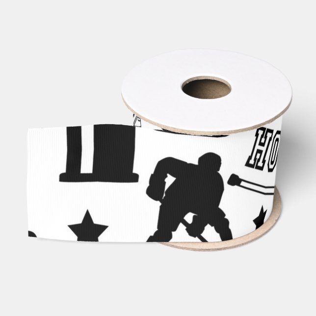 Ice Hockey Puck Sticks Players Pattern Spaß Sport Ripsband (Spule)