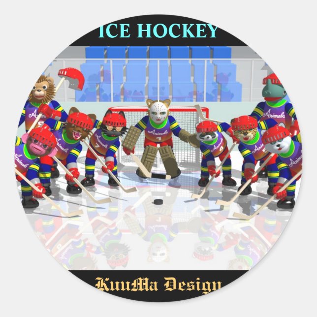 Ice hockey runder aufkleber (Vorderseite)