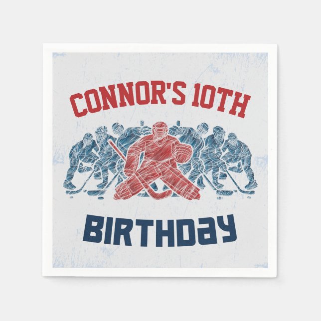 Ice Hockey Skate Rink Happy Birthday Serviette (Vorderseite)