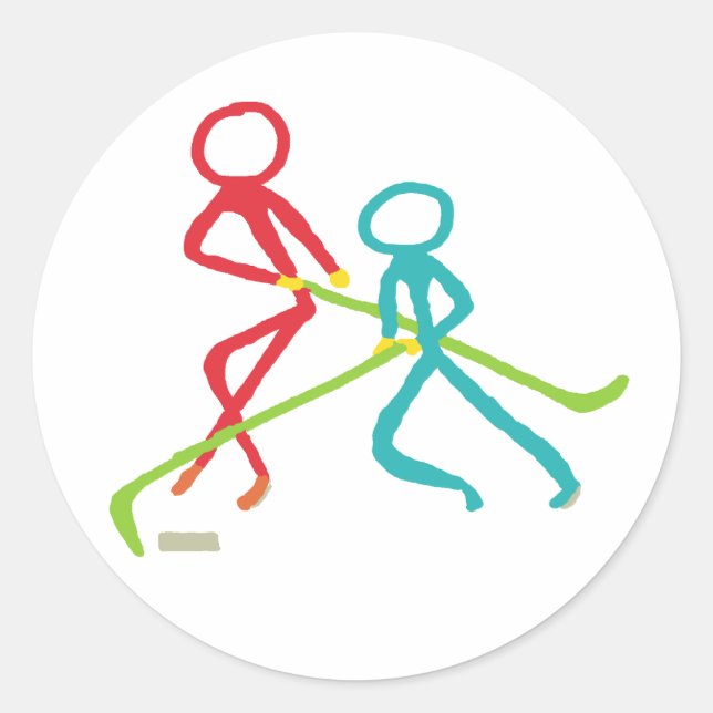 Ice Hockey Stickmen Runder Aufkleber (Vorderseite)