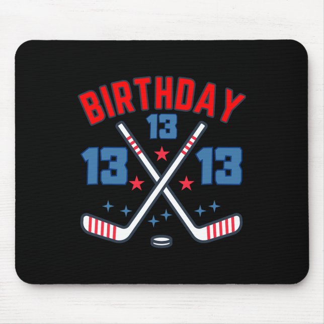 Ice Hockey Thirteen Birthday Boy 13th Party Boys A Mousepad (Vorne)