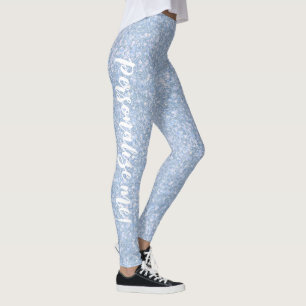 Ice Palace Pale Blue Glitzer CUSTOM TEXT Leggings