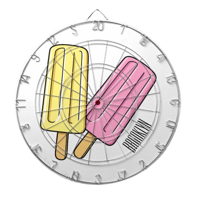 Ice Pop Cartoon Illustration Dartscheibe (vorne)