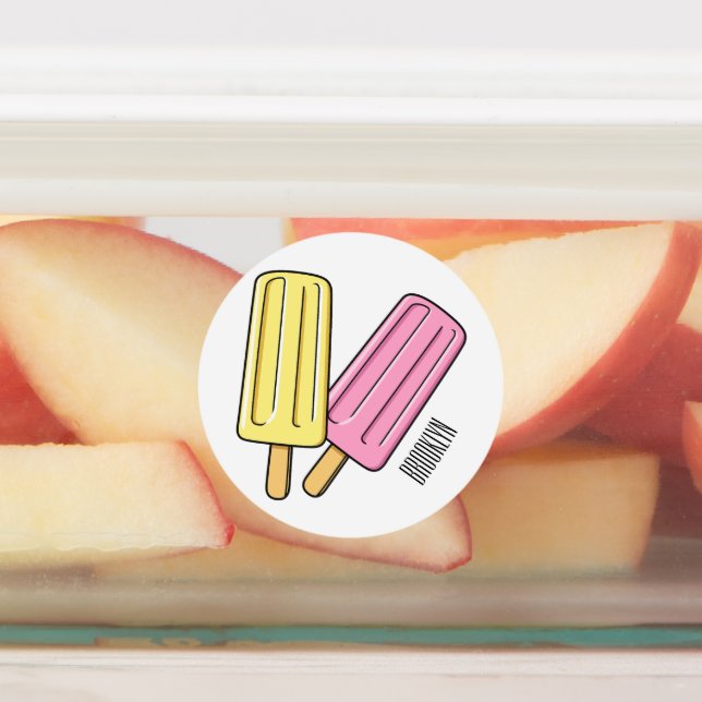 Ice Pop Cartoon Illustration Etiketten (Befestigt)