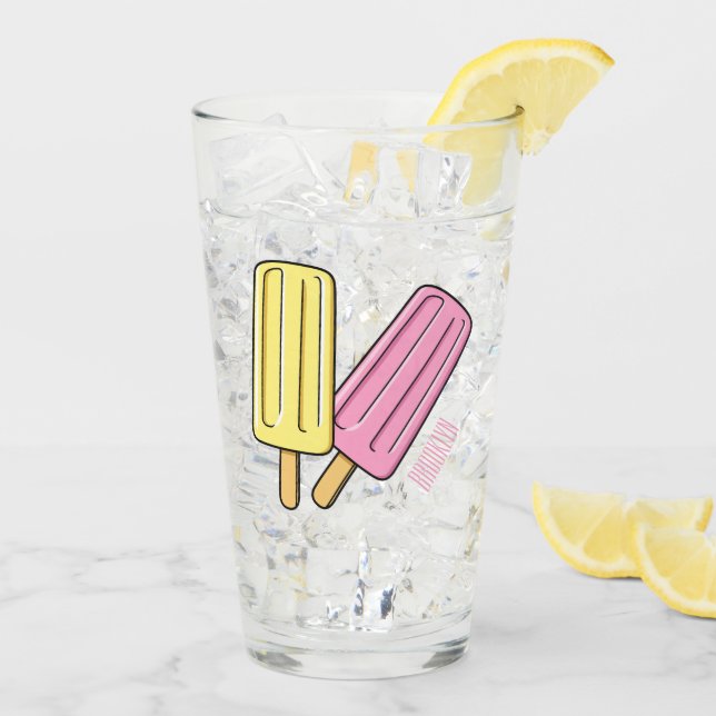 Ice Pop Cartoon Illustration Glas (Rückseite Ice)