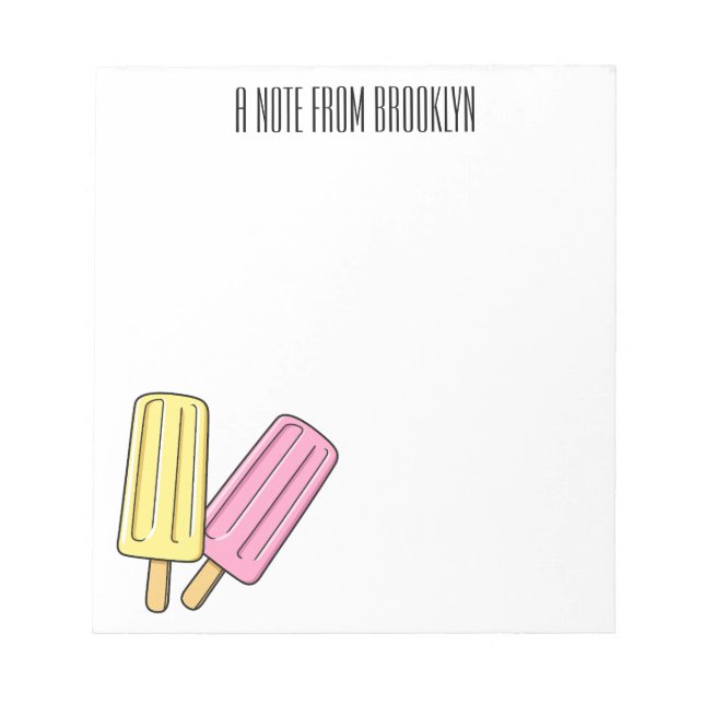Ice Pop Cartoon Illustration Notizblock (Vorderseite)