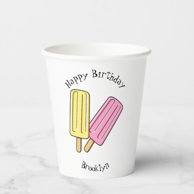 Ice Pop Cartoon Illustration Pappbecher (Vorderseite)