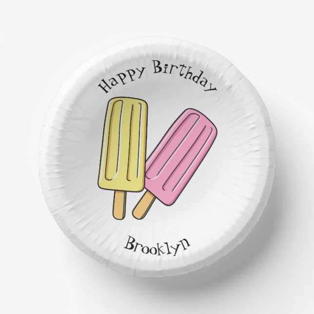 Ice Pop Cartoon Illustration Pappteller (Vorderseite)