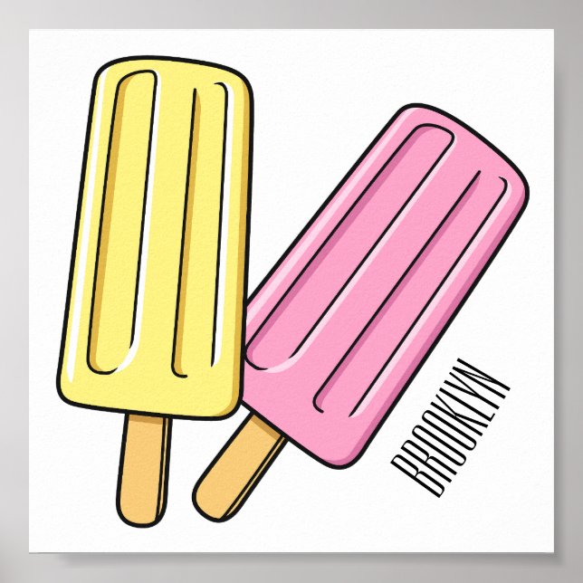 Ice Pop Cartoon Illustration Poster (Vorne)