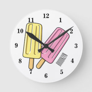Ice Pop Cartoon Illustration Runde Wanduhr