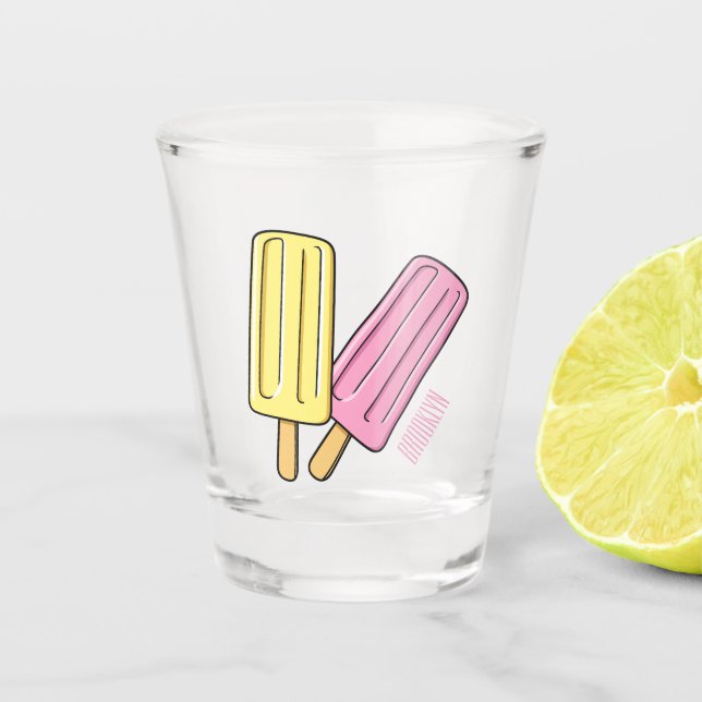 Ice Pop Cartoon Illustration Schnapsglas (Vorderseite)