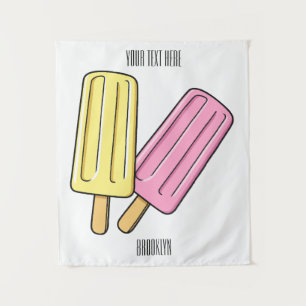 Ice Pop Cartoon Illustration Wandteppich
