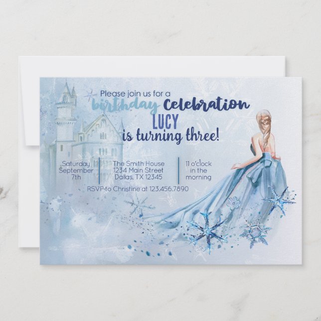 Ice Princess Invitation de fête d'anniversaire (Devant)