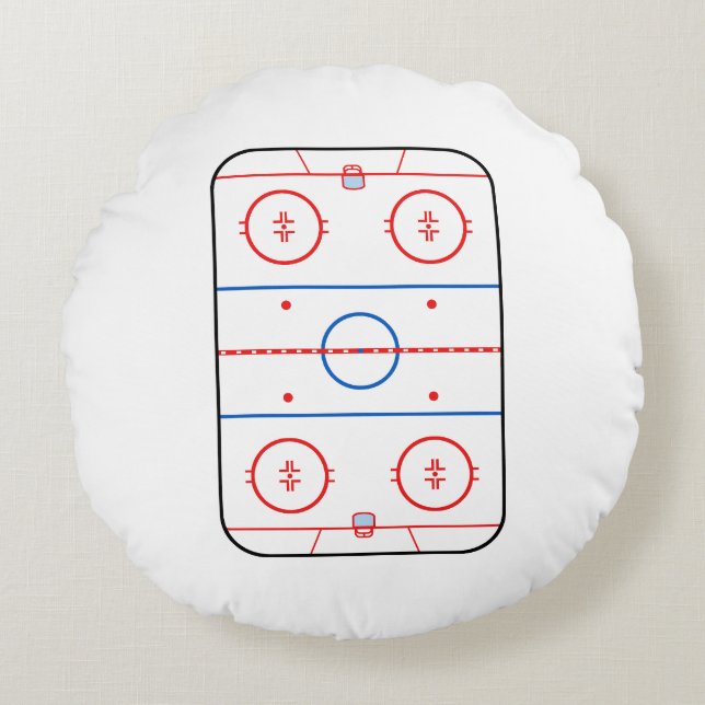 Ice Rink Diagramm Hockey Game Graphic Rundes Kissen (Vorderseite)