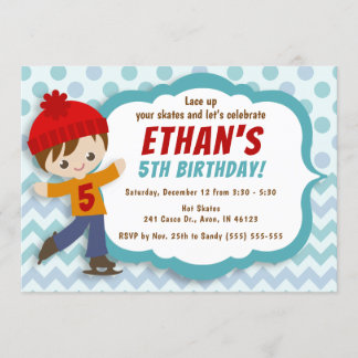 Ice Skate Boy Blue Ice Skaten zum Geburtstag einla Einladung
