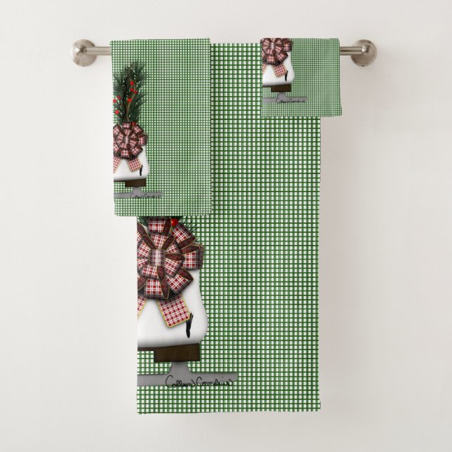 Ice Skate Christmas Decoration with Tartan Bow (En situation)