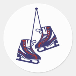Ice Skate Hockey Skate Red Blue Runder Aufkleber