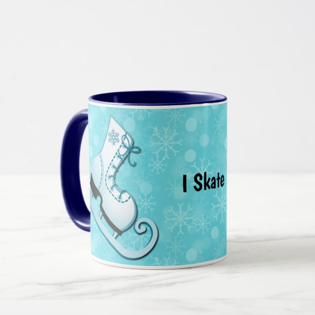 Ice Skate I Skate Personalized Mug Cup in Blue (Devant gauche)