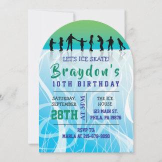 Ice Skate ICE SKATEN Geburtstagsparty Einladung