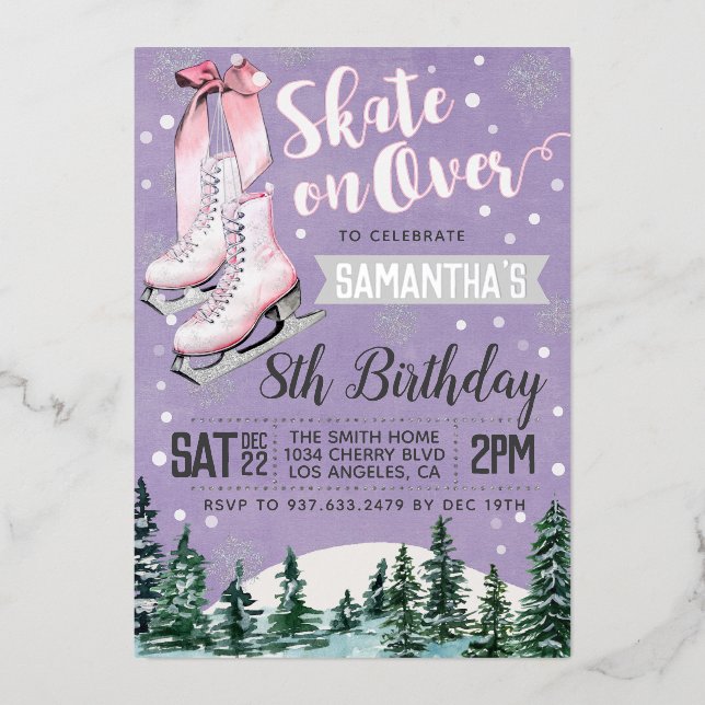 Ice Skaten Birthday Einladung (Vorderseite)