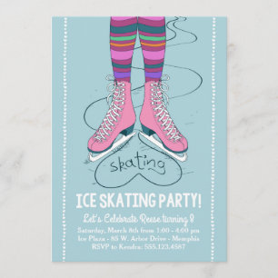 Ice Skaten Birthday Einladung - ich Herz Skaten