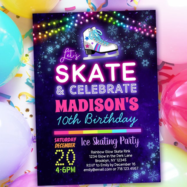 Ice Skaten Birthday Party Einladung für Mädchen (Von Creator hochgeladen)