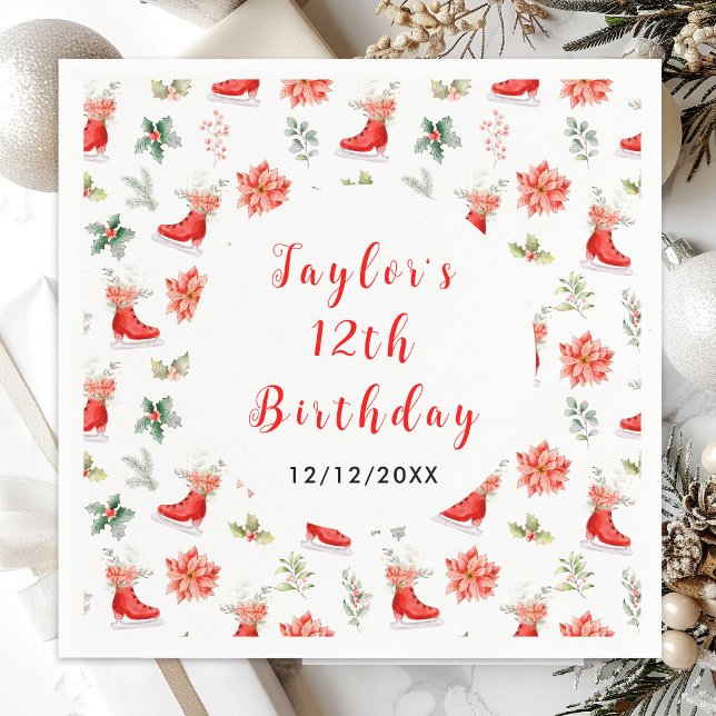 Ice Skaten Birthday Party Red Serviette (Von Creator hochgeladen)