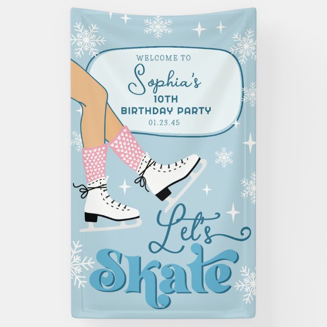 Ice Skaten Birthday Winter Skate Party Willkommen Banner (Vertikal)