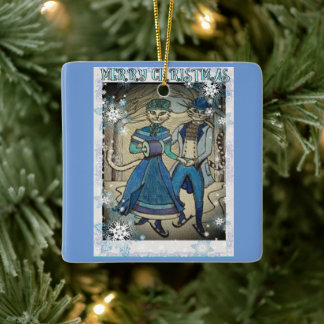 Ice Skaten Cats Keramikornament