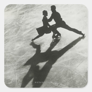 Ice Skaten Couple Quadratischer Aufkleber