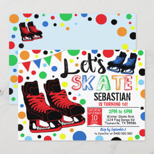Ice Skaten Einladung Ice Skaten Party Boy Red